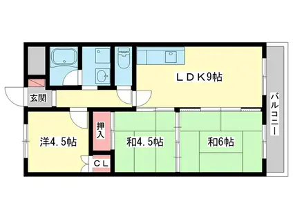 矢埜ハイツ(3LDK/7階)の間取り写真