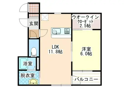 美瑛町扇町B-2(1LDK/1階)の間取り写真