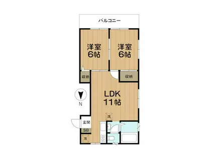 グリーンパークII(2LDK/2階)の間取り写真