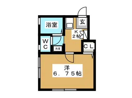 コーポマツカ(1K/2階)の間取り写真