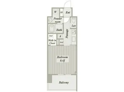 メルカーサ泉(1K/8階)の間取り写真