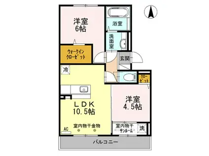 ラフィネデュオII(2LDK/2階)の間取り写真