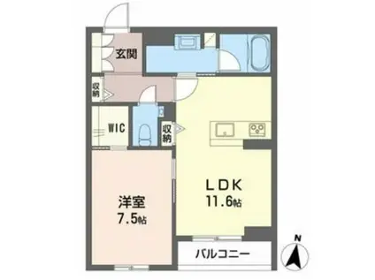 マグノリア上杉(1LDK/3階)の間取り写真