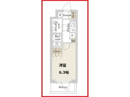 ラドゥセール高砂(1K/2階)の間取り写真