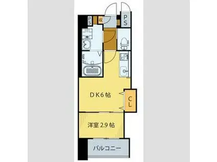 シェルグランデ原町本通(1DK/13階)の間取り写真