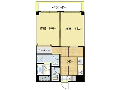 スクエアウイズ2001(2DK/4階)の間取り写真