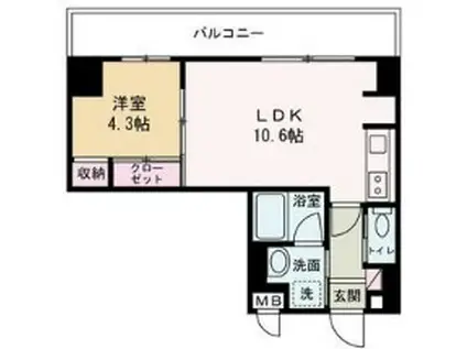 GLANZ高尾町(1LDK/7階)の間取り写真