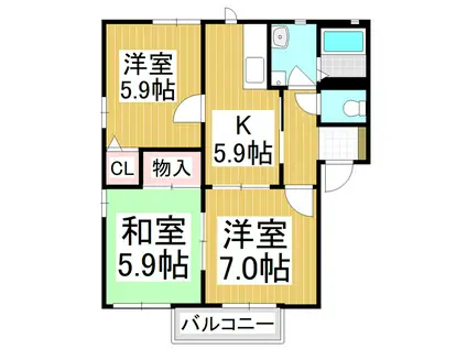 フォーレスYOU B(3K/2階)の間取り写真