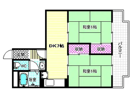 柏原ハイツ(2DK/2階)の間取り写真