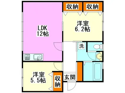 CANDEO柏の森(2LDK/1階)の間取り写真