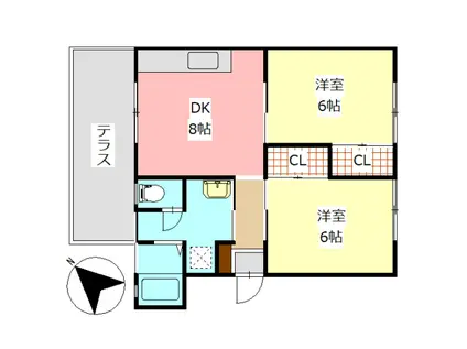 FLAT小川(2DK/1階)の間取り写真