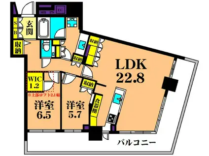 パークタワー東雲(2LDK/43階)の間取り写真