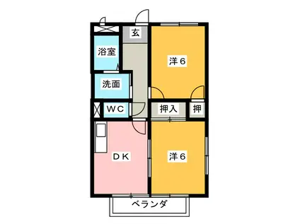 リンピアハーモニー(2DK/1階)の間取り写真