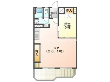 牟呂ハイム(1LDK/1階)の間取り写真