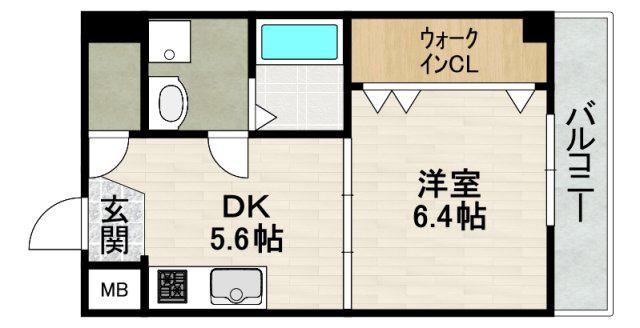 ELEGANTE宝塚(1DK/3階)の間取り写真
