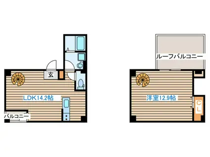 ルミエール長町(1LDK/4階)の間取り写真