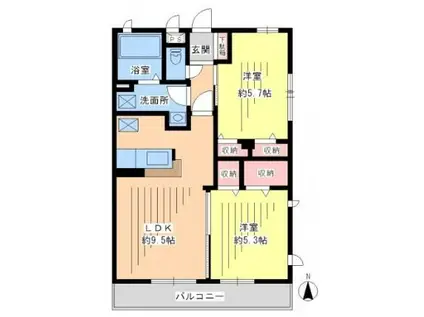 ソレア東小岩(2LDK/3階)の間取り写真