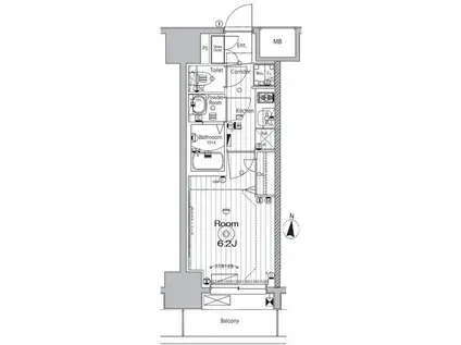 メイクス矢場町(1K/8階)の間取り写真
