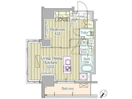 パークアクシス渋谷神山町(1LDK/12階)の間取り写真