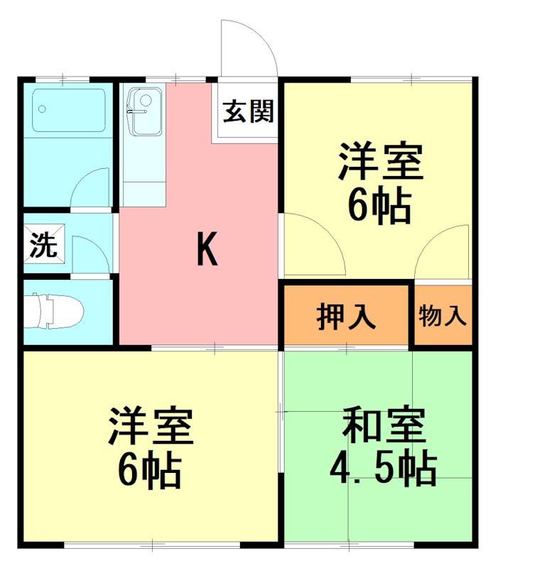 金手ハイツ(3DK/1階)の間取り写真