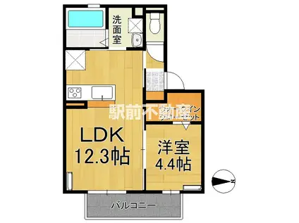 ラ・ルーチェ(1LDK/1階)の間取り写真