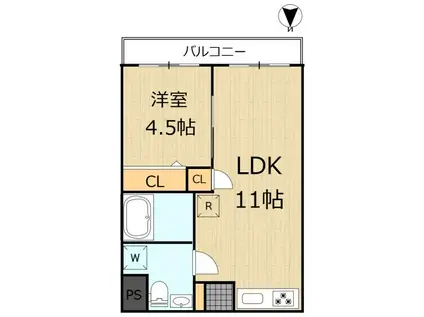 サンパレス(1LDK/3階)の間取り写真