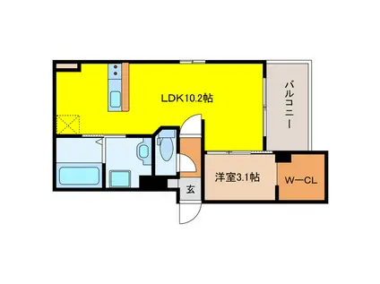 D-HILLS緑ヶ丘(1LDK/2階)の間取り写真