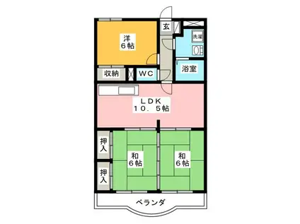 クローバーガーデンA(3LDK/3階)の間取り写真