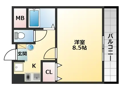 グランドール天美(1K/5階)の間取り写真