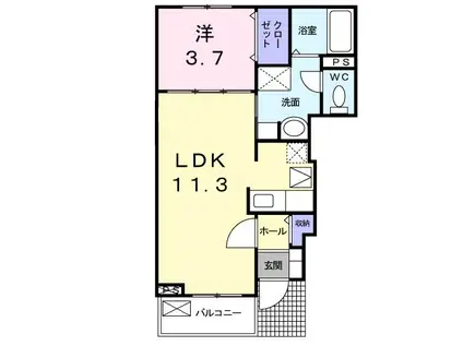 スリール ハウス I棟(1LDK/1階)の間取り写真