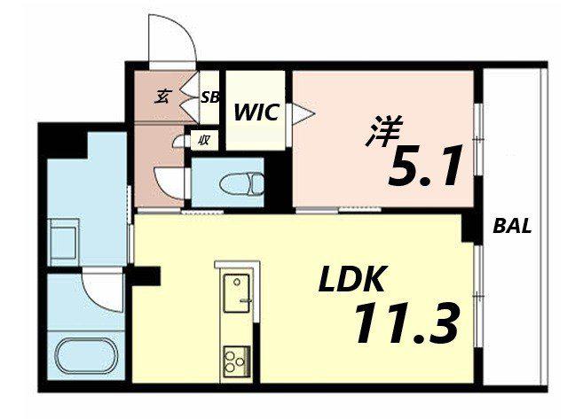 シャーメゾン姫路W(1LDK/2階)の間取り写真