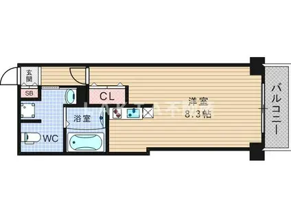 ファインブルーム靭公園(ワンルーム/2階)の間取り写真