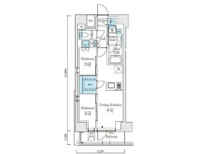テラス駒込サウス(2DK/7階)の間取り写真