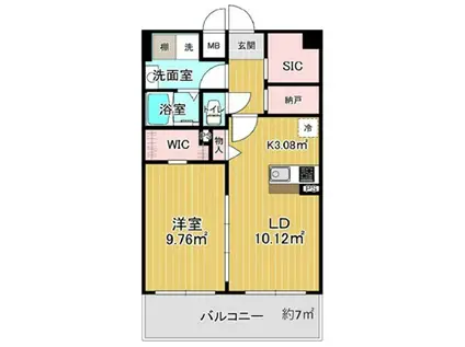 京橋パンション(1LDK/6階)の間取り写真