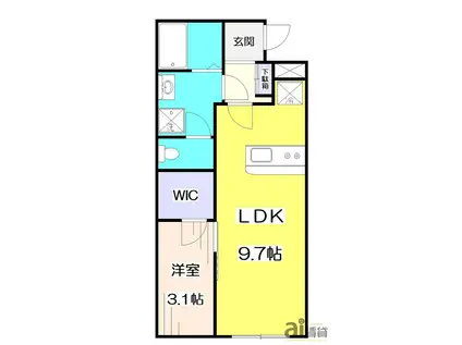リブリ・クアイエット(1LDK/2階)の間取り写真