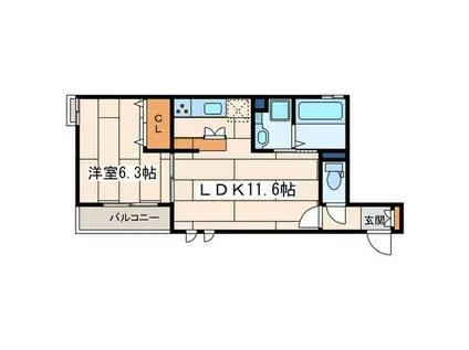 ベルフィオーレI(1LDK/2階)の間取り写真