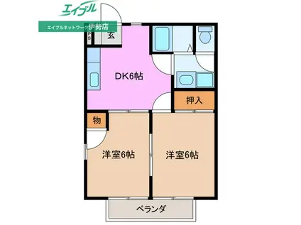 シャルマンM(2DK/2階)の間取り写真