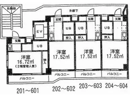 マーレルーチェ(1K/6階)の間取り写真