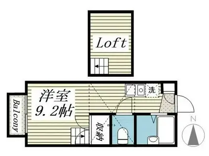 カーサ・ドマール(1K/2階)の間取り写真