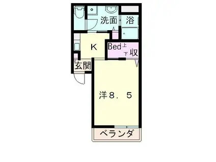 サンハイムIII(1K/1階)の間取り写真