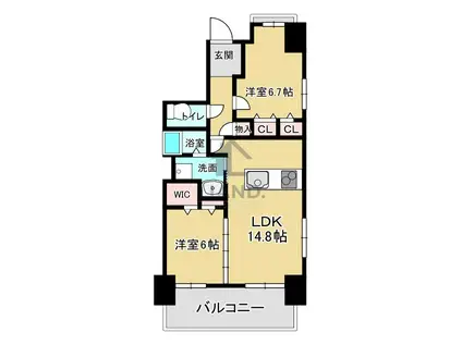 アウラ ビータ平尾(3LDK/7階)の間取り写真