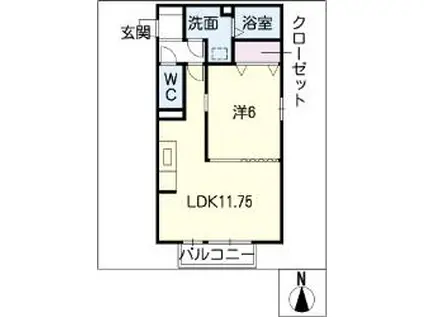 クレストヒルズA(1LDK/2階)の間取り写真