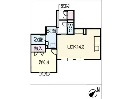 ペルテ本山(1LDK/1階)の間取り写真