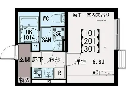 イクシオ江戸川II(1K/1階)の間取り写真