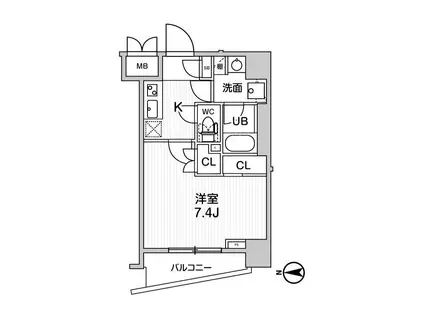 グランド神楽坂(1K/4階)の間取り写真