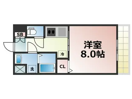 ファーストフィオーレ玉造グレイス(1K/3階)の間取り写真