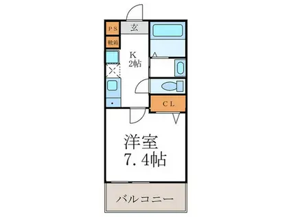 LA FITE IMADEGAWA(1K/2階)の間取り写真