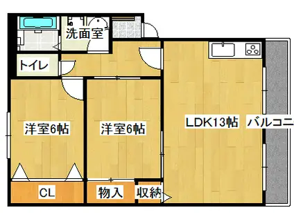 ウィンベルあかね(2LDK/1階)の間取り写真