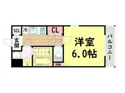 PRIMAVERA NISHISHINSAIBASHI(1K/7階)の間取り写真