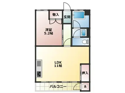 レフォルム昭和通(1LDK/2階)の間取り写真